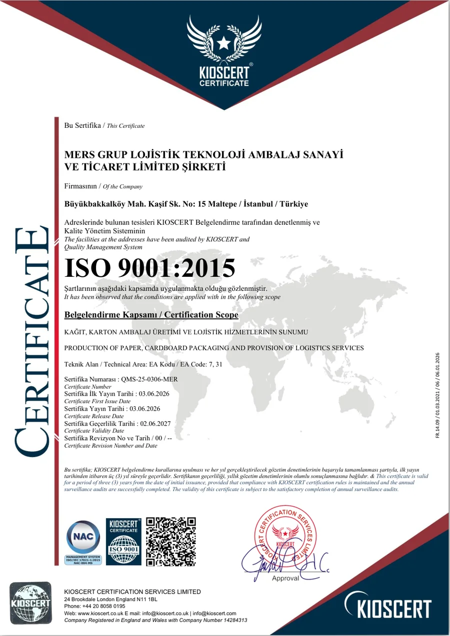 ISO 9001:2015 sertifikası